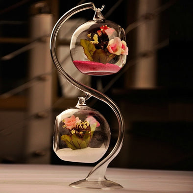 Clear Glass Round With 1 Hole Flower Plant Vase - thedecorcare