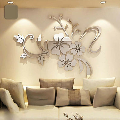 Mirror Effect Vinyl Flower Decal Art Wall Sticker - thedecorcare
