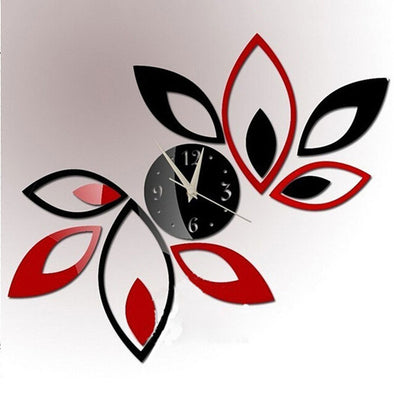 Hot New Red and Black Leaf Wall Clock For Home Decor - thedecorcare