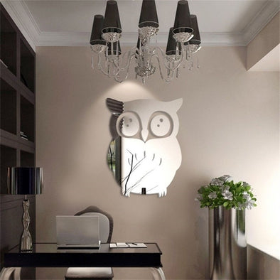 3D Owl Mirror Vinyl Wall Sticker For  Home Decoration - thedecorcare