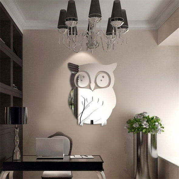 3D Owl Mirror Vinyl Wall Sticker For  Home Decoration - thedecorcare