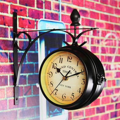 Double Sided Round Wall Mount Station Clock For Home Decor - thedecorcare
