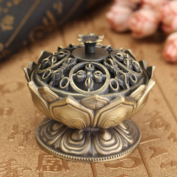 Traditional Retro Lotus Metal Incense Ornament - thedecorcare