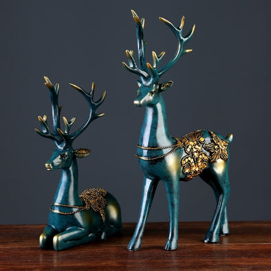 European Style Resin Deer Figurine Statue For Home Decor - thedecorcare
