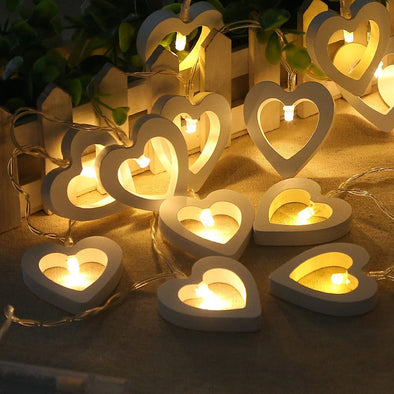 Wooden Heart LED String Lights For Party Decoration - thedecorcare