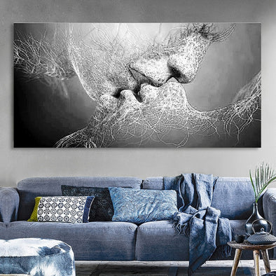Black Love Kiss Canvas Painting Abstract Decoration Wall Art - thedecorcare