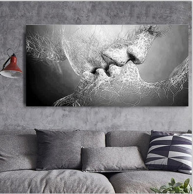 Black Love Kiss Canvas Painting Abstract Decoration Wall Art - thedecorcare