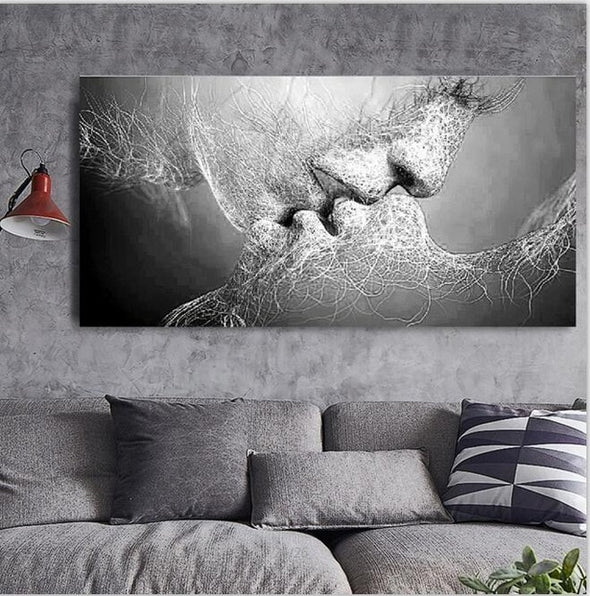 Black Love Kiss Canvas Painting Abstract Decoration Wall Art - thedecorcare