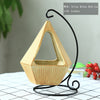 Hanging Wooden Air With Metal Stand Plant Vase - thedecorcare