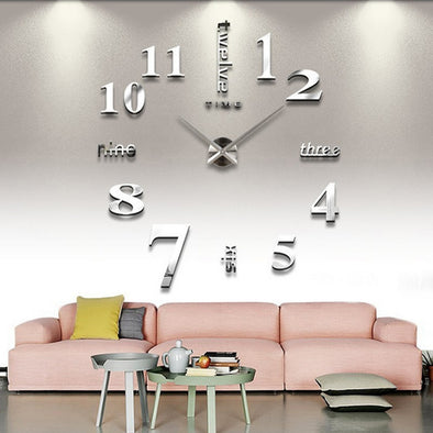 Latest Design 3D Big Mirror Clock Wall Stickers - thedecorcare