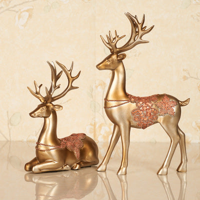 Lucky Deer Round Birds Figurine Home Furnishing Decoration - thedecorcare