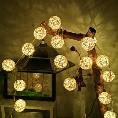 New Rattan Ball LED String Lights For Decoration - thedecorcare