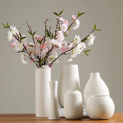 Modern Minimalist White Ceramic Dry Flower Vase - thedecorcare