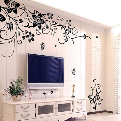 Beautiful Vinyl Flowers Vine Mural Wall Art Stickers - thedecorcare