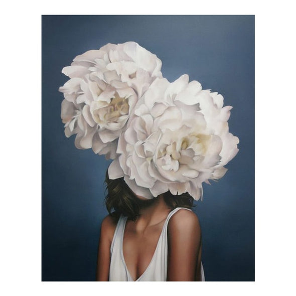 Modern Big Size Flowers Feather Women Oil Painting - thedecorcare