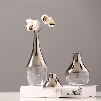 Creative Silver Gradient Dried Flower Nordic Glass Vase - thedecorcare