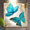 100% Hand Painted Abstract Modern Blue Butterfly Art Oil Painting - thedecorcare