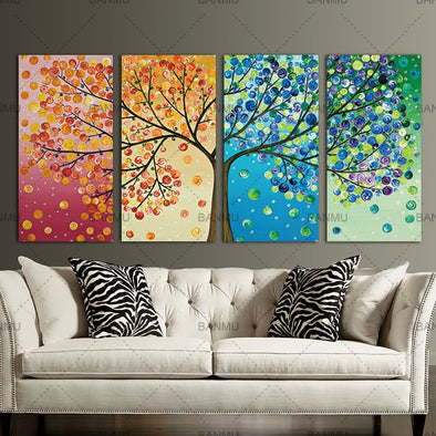 Colorful Leaf Trees abstract picture Wall Art Painting - thedecorcare